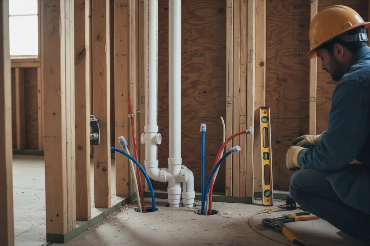 Drain and supply rough-in during Leak Detection in La Porte