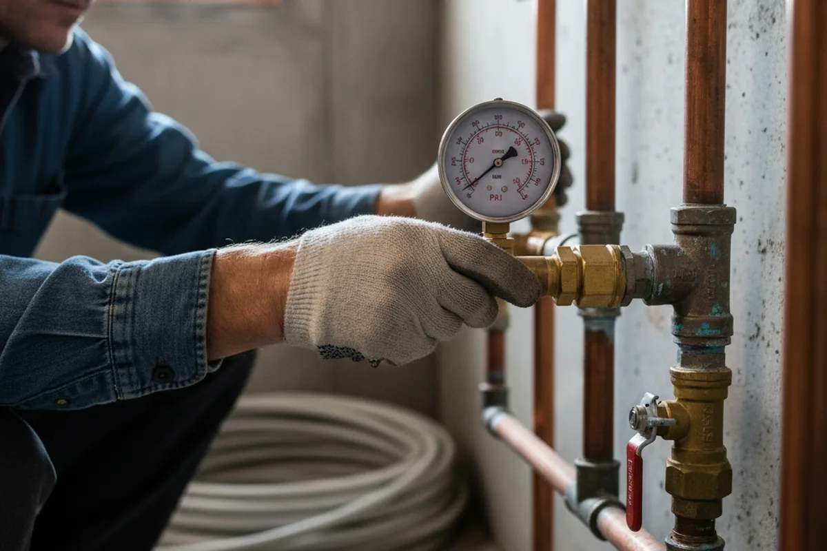Pressure testing a repaired line during Water Line Repair in La Porte